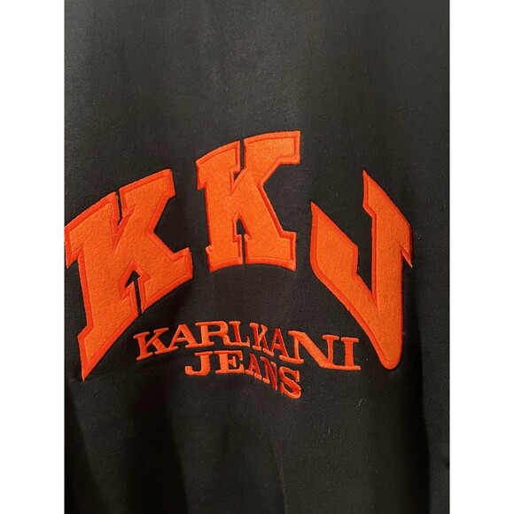 Vintage Kani Jeans Crewneck Pullover Sweatshirt 90s Embroidered Men’s Black 4X - Picture 6 of 11